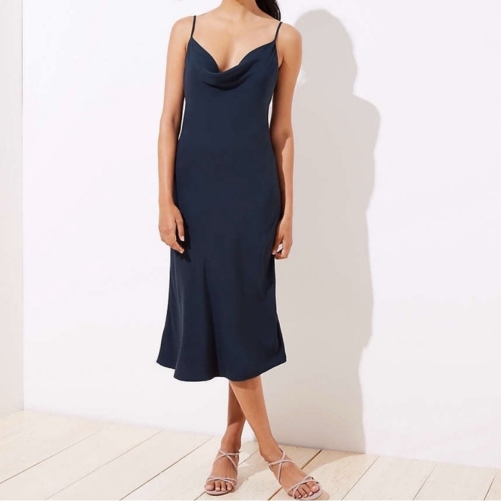 LOFT Midi Slip Dress Green Jasper